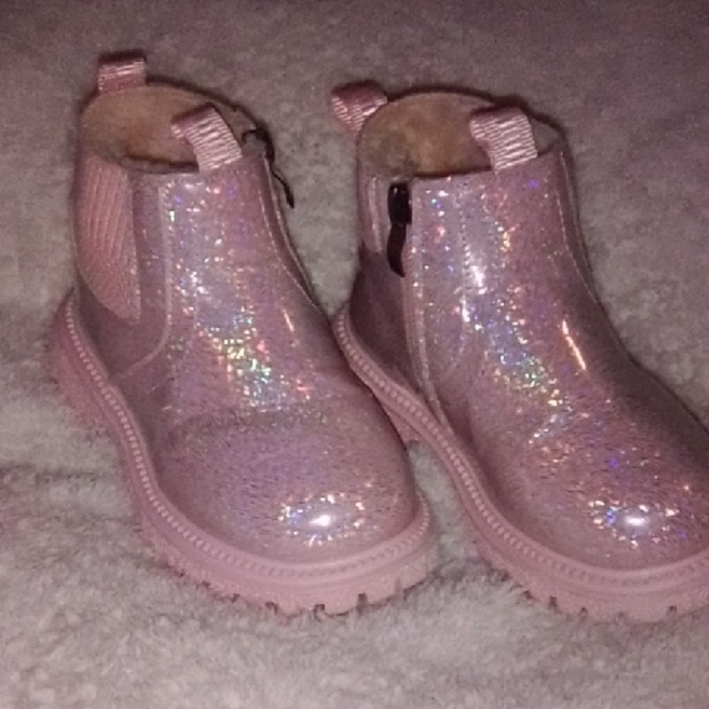 Source Unknown Pink Glitter Kids Boots